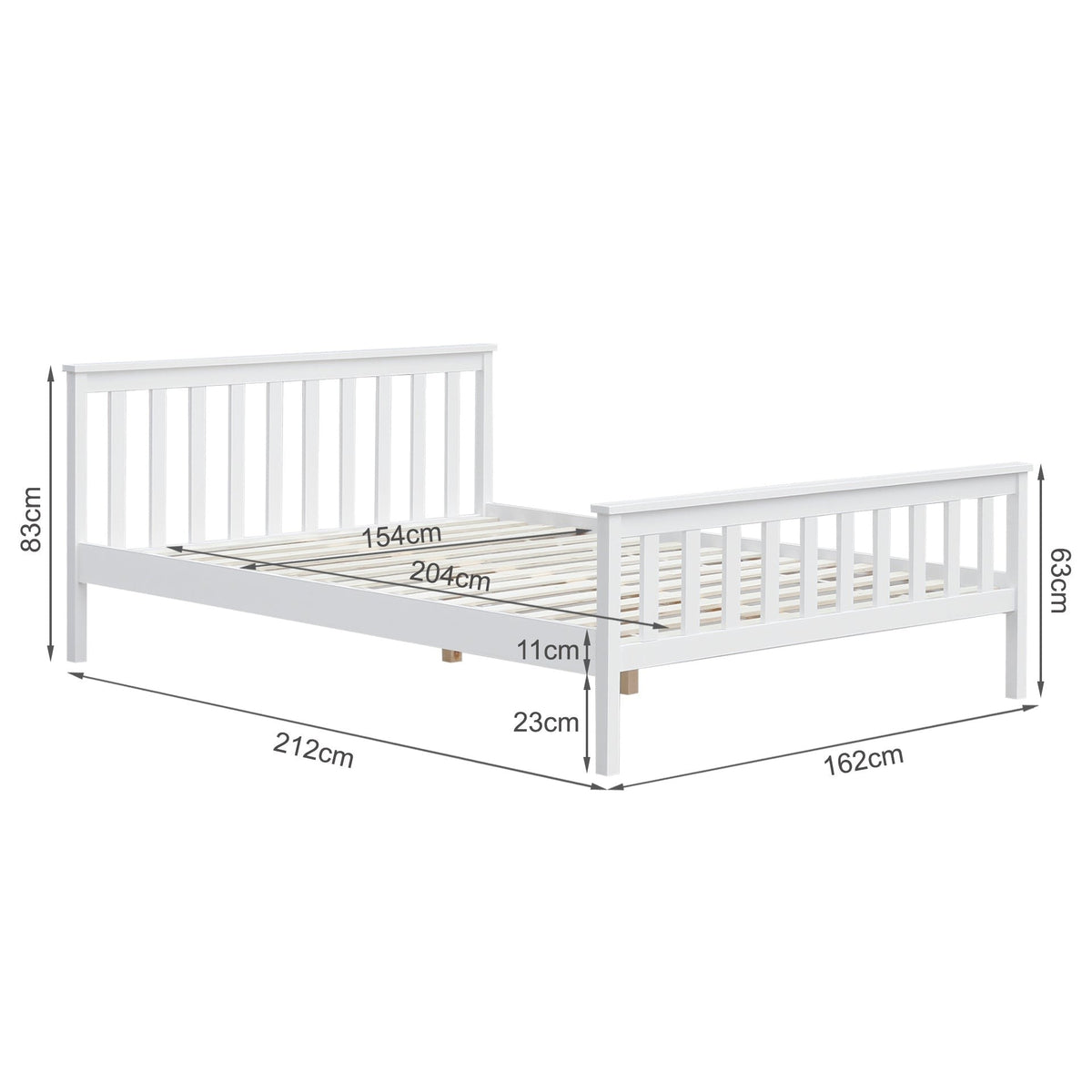 Andes Queen Wooden Bed Frame - White