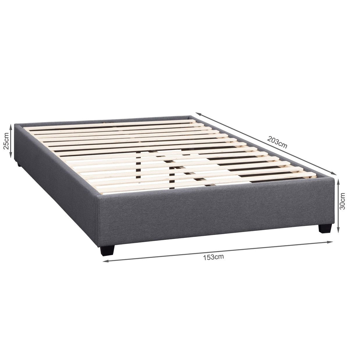 Bromo Fabric Slat Bed Frame - Queen