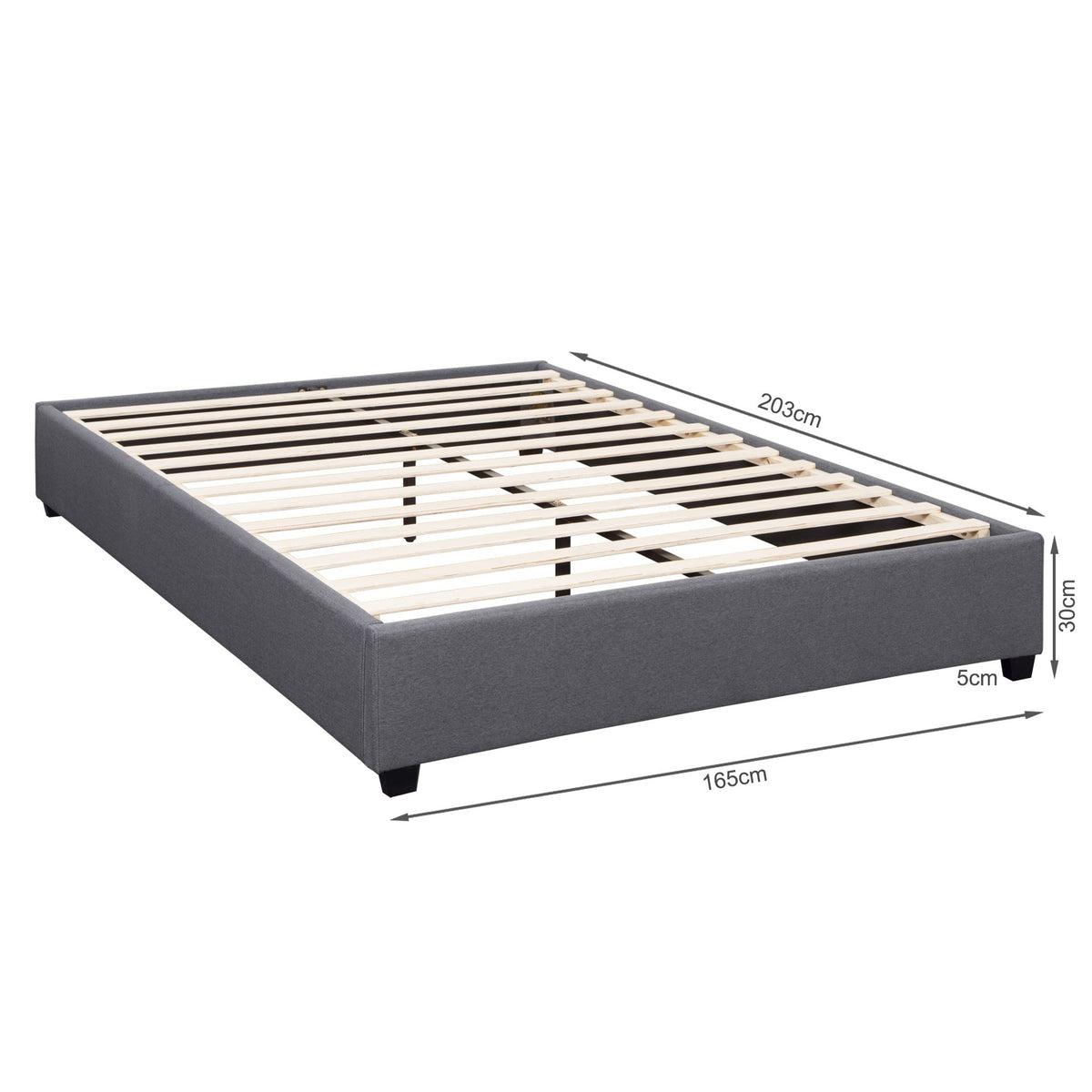 Bromo Fabric Slat Bed Frame - King