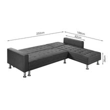 Load image into Gallery viewer, Colorado 3 Seater Sofa Bed Futon with Chaise - Dark Grey