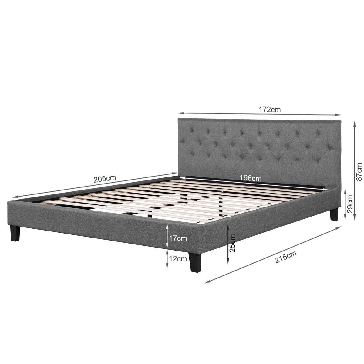 Blane King Bed Frame - Dark Grey