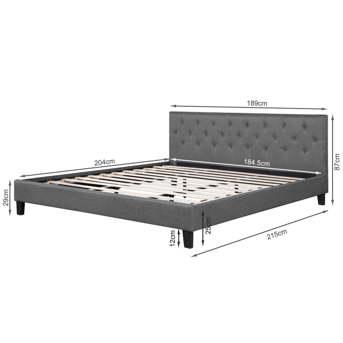 Blane Super King Bed Frame - Dark Grey