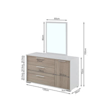 Load image into Gallery viewer, Waipoua 4 Drawer Low Boy with Mirror- GREY OAK
