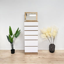 Load image into Gallery viewer, Harris 6 Drawer Tallboy with Mirror - Oak + White