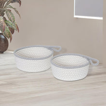 Load image into Gallery viewer, Cotton Rope Basket - Set of 2 - White + Grey