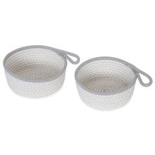 Load image into Gallery viewer, Cotton Rope Basket - Set of 2 - White + Grey