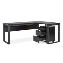 Load image into Gallery viewer, Nakia Corner Desk With Filing Cabinet Set - Black