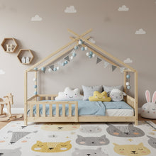 Load image into Gallery viewer, Minto Single Wooden House Bed Frame - Oak