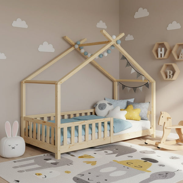 Minto Single Wooden House Bed Frame - Oak