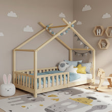 Load image into Gallery viewer, Minto Single Wooden House Bed Frame - Oak