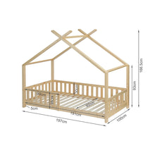 Load image into Gallery viewer, Minto Single Wooden House Bed Frame - Oak