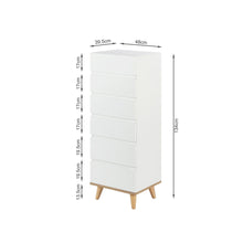 Load image into Gallery viewer, Hudson Wooden Slim Tallboy 6 Drawers - White