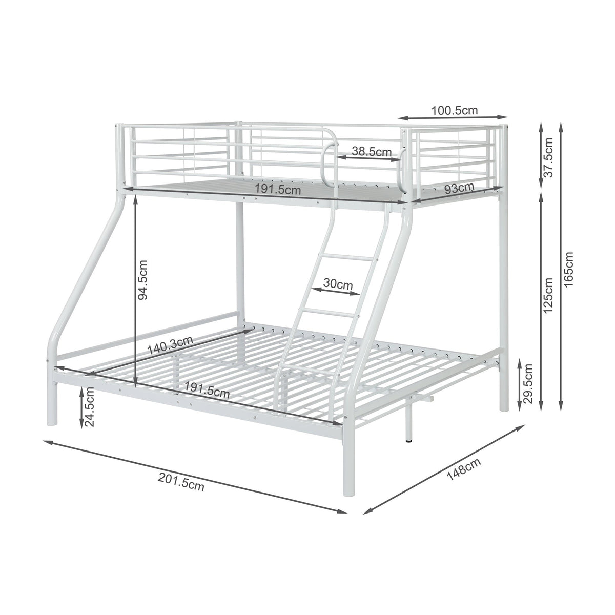 Dobson Metal Triple Bunk Bed - White