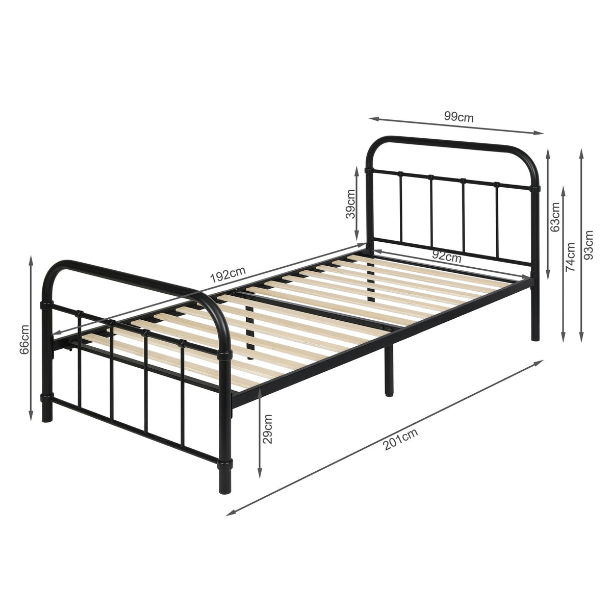 Taylor Single Metal Bed Frame - Black
