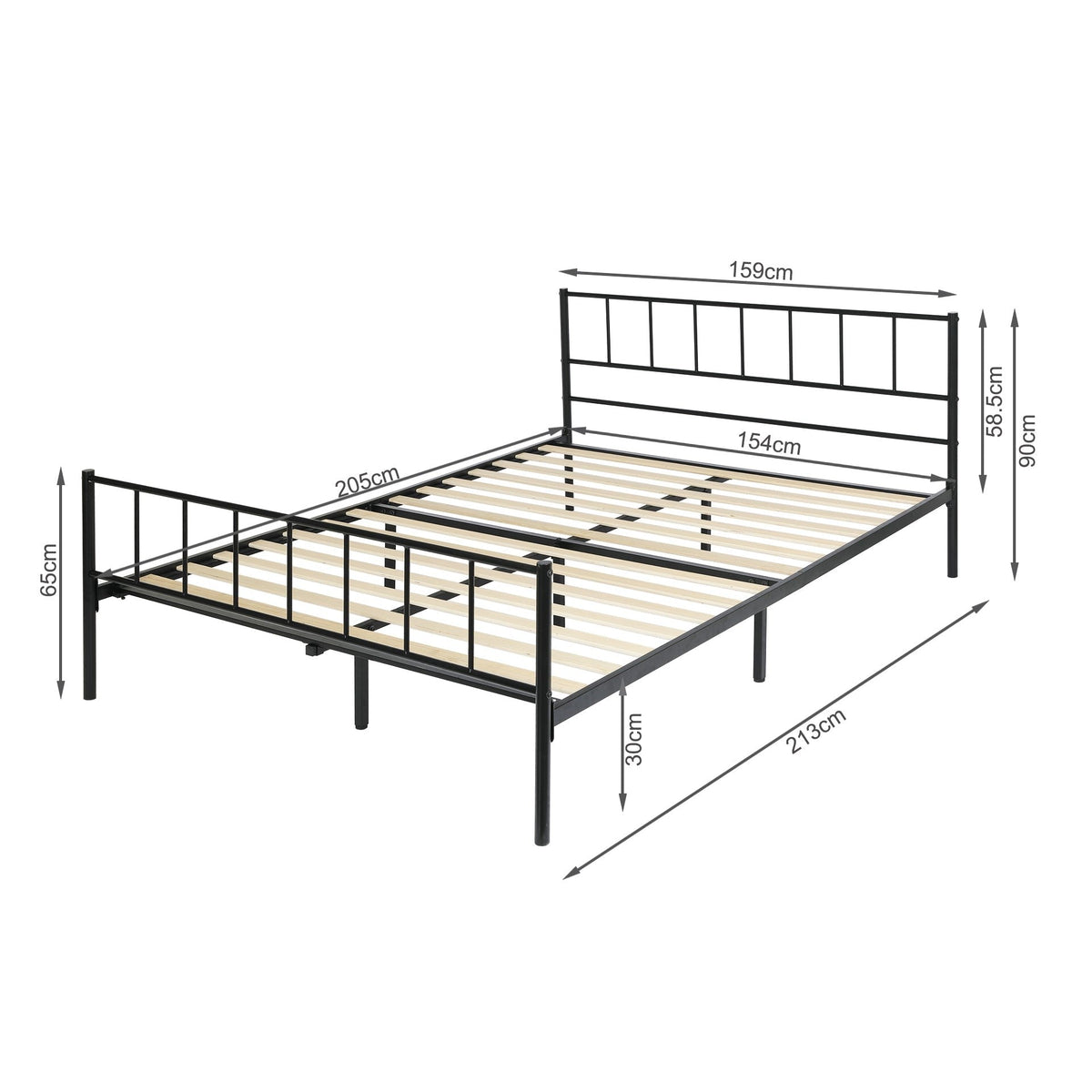 Keira Queen Metal Bed Frame - Black