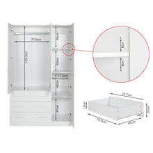 Load image into Gallery viewer, Tongass 3 Door Wardrobe with 3 Drawers - White