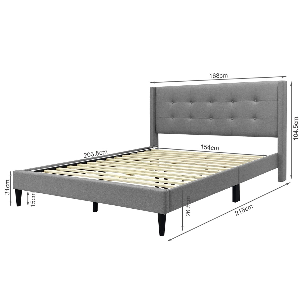 Sealy Queen Bed Frame - Light Grey