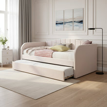 Load image into Gallery viewer, Majura Single Velvet Trundle Bed Frame - Pink
