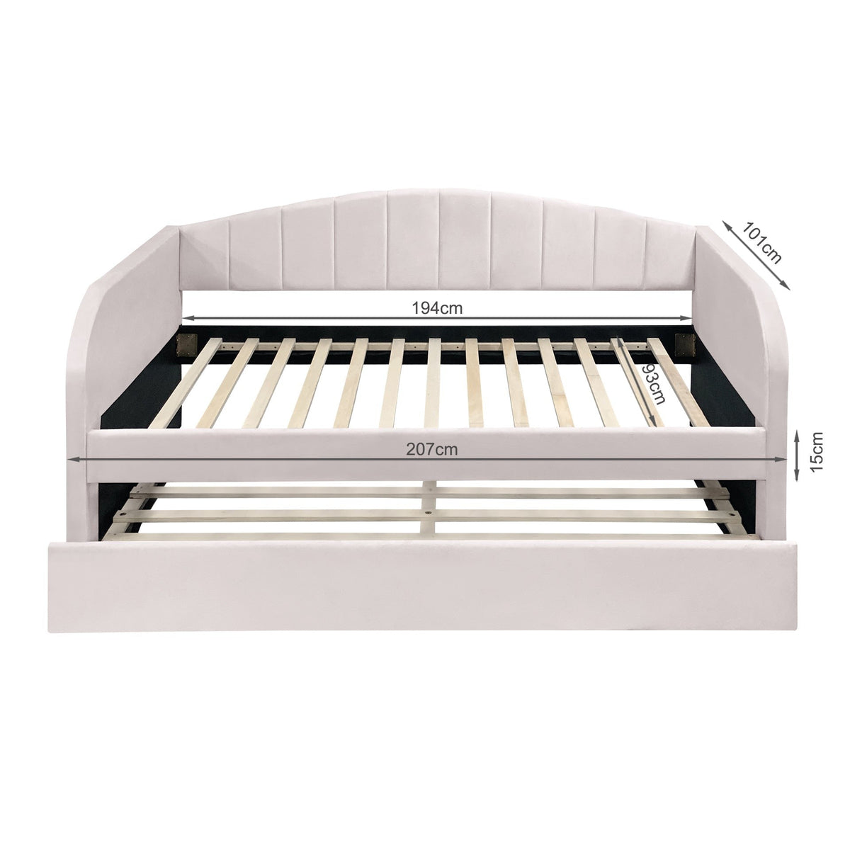 Majura Single Velvet Trundle Bed Frame - Pink