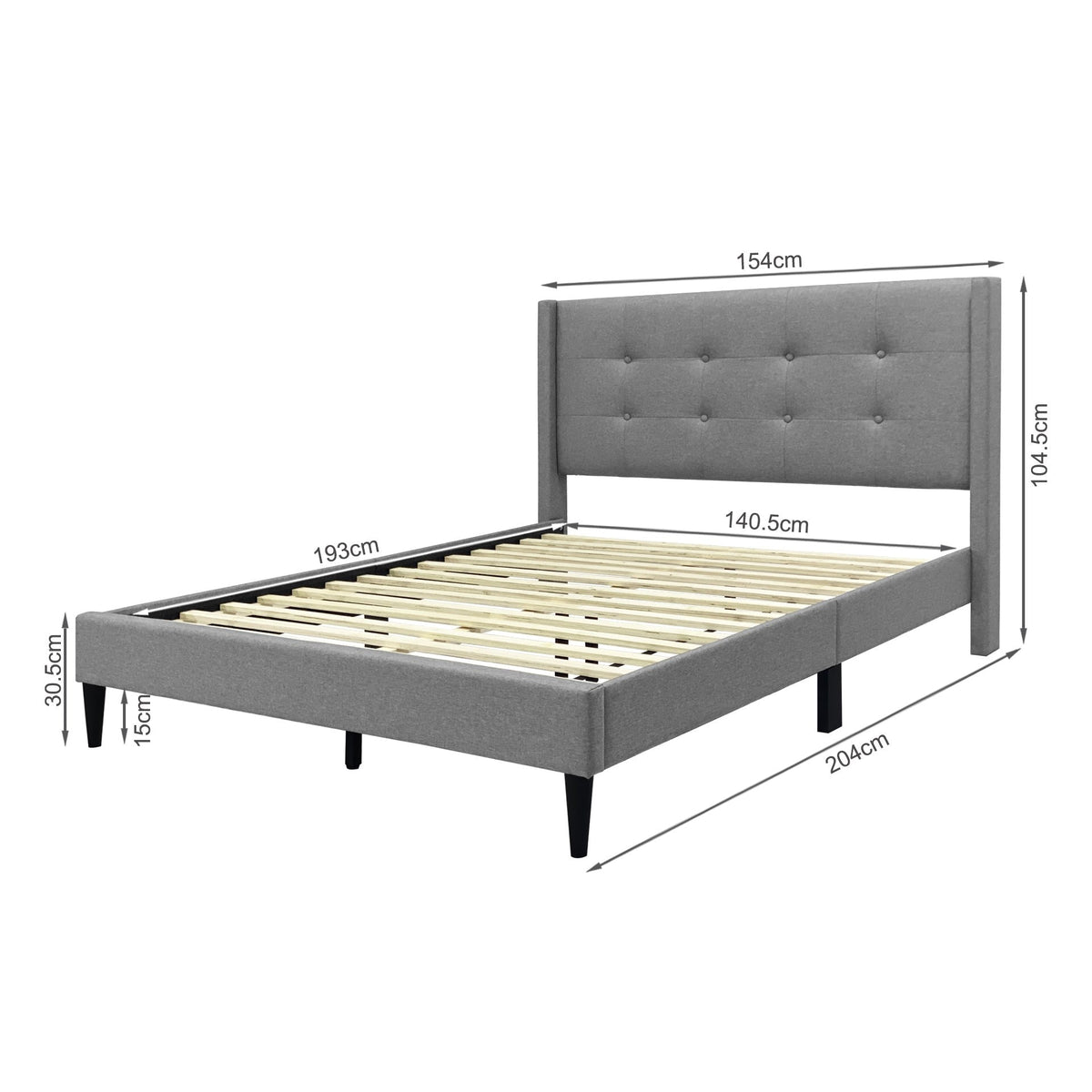 Sealy Double Bed Frame - Light Grey