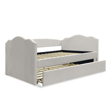 Load image into Gallery viewer, Castle Single Velvet Trundle Bed Frame - Beige