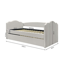 Load image into Gallery viewer, Castle Single Velvet Trundle Bed Frame - Beige