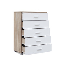 Load image into Gallery viewer, Bram Tallboy 5 Drawer Chest Dresser - Oak + White