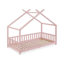 Load image into Gallery viewer, Minto Single Wooden House Bed Frame - Pink