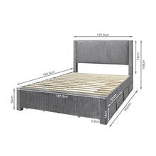 Load image into Gallery viewer, Gower Double Fabric Bed Frame with 4 Drawers - Grey