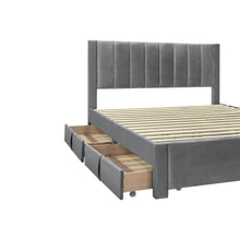 Load image into Gallery viewer, Columbia Queen Fabric Bed Frame with 4 Drawers - Grey