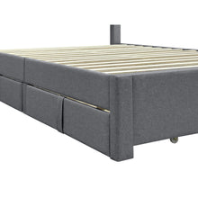 Load image into Gallery viewer, Haydon Double Fabric Bed Frame with 4 Drawers - Light Grey