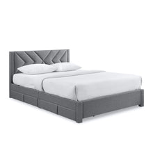 Load image into Gallery viewer, Haydon Queen Fabric Bed Frame with 4 Drawers - Light Grey