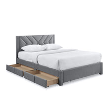 Load image into Gallery viewer, Haydon Queen Fabric Bed Frame with 4 Drawers - Light Grey