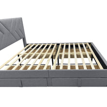Load image into Gallery viewer, Haydon Queen Fabric Bed Frame with 4 Drawers - Light Grey