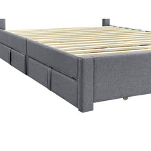 Load image into Gallery viewer, Haydon Queen Fabric Bed Frame with 4 Drawers - Light Grey