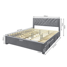 Load image into Gallery viewer, Haydon Super King Fabric Bed Frame with 4 Drawers - Light Grey