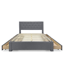 Load image into Gallery viewer, Thornton Double Fabric Bed Frame with 4 Drawers - Light Grey