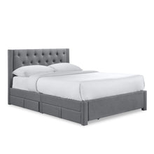 Load image into Gallery viewer, Thornton Queen Fabric Bed Frame with 4 Drawers - Light Grey