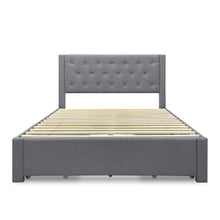 Load image into Gallery viewer, Thornton Queen Fabric Bed Frame with 4 Drawers - Light Grey