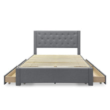 Load image into Gallery viewer, Thornton Queen Fabric Bed Frame with 4 Drawers - Light Grey