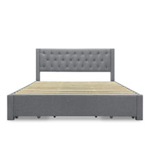 Load image into Gallery viewer, Thornton Super King Fabric Bed Frame with 4 Drawers - Light Grey