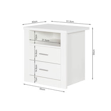 Load image into Gallery viewer, Mateo Wooden Bedside Table with 2 Drawer - White
