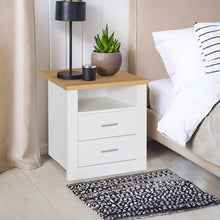 Load image into Gallery viewer, Mateo Wooden Bedside Table - White + Oak