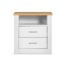 Load image into Gallery viewer, Mateo Wooden Bedside Table - White + Oak