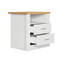 Load image into Gallery viewer, Mateo Wooden Bedside Table - White + Oak