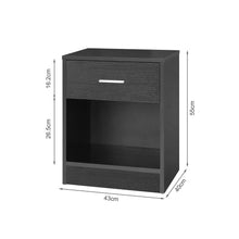 Load image into Gallery viewer, Clayton Bedside Table with Drawer - Black