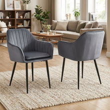 Load image into Gallery viewer, Adelaide Velvet Dining Chairs - Set of 2 - Dark Grey