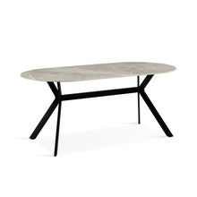 Load image into Gallery viewer, Cedar Gloss Ceramic Dining Table 180 x 90cm - Light Grey + Black