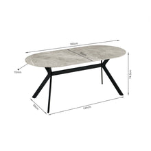 Load image into Gallery viewer, Cedar Gloss Ceramic Dining Table 180 x 90cm - Light Grey + Black