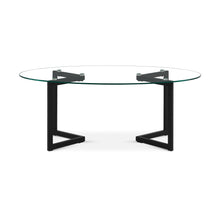 Load image into Gallery viewer, Wynter Tempered Glass Oval Coffee Table 120 x 60cm - Transparent + Black